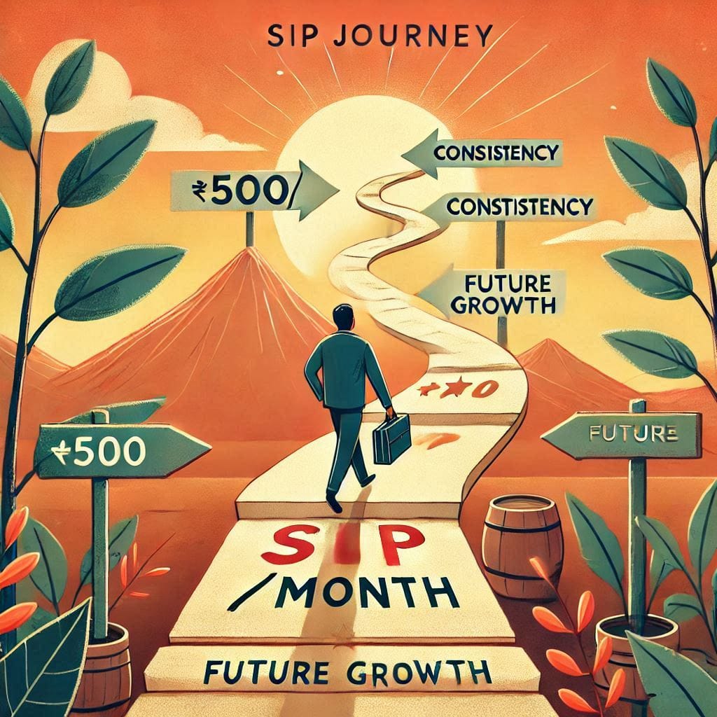 A-person-taking-a-step-onto-a-path-labeled-Systematic Investment Plan (SIP)-Journey-with-milestones-along-the-path-such-as-₹500_month